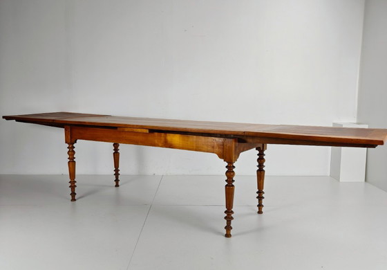 Image 1 of Tavolo da pranzo allungabile in legno di ciliegio francese del XX secolo