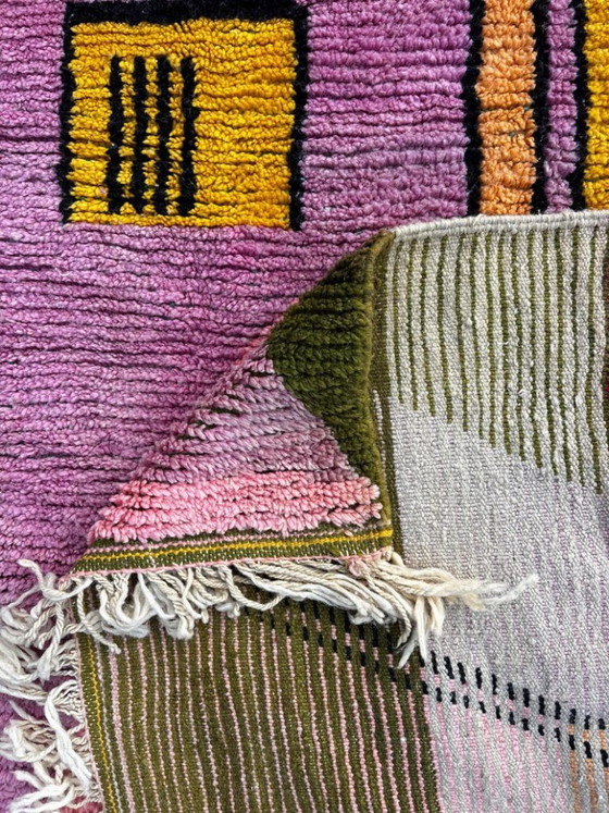 Image 1 of Modern Moroccan Berber Rug 200x300 cm – Handmade Pink Wool Rug | Colorful Beni Ouarain Luxury Rug | Boho Chic Rug