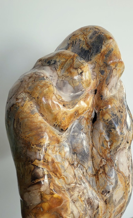 Image 1 of Escultura única, "madre e hijo" en madera petrificada.
