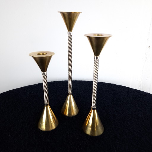 Juego de 3 candelabros vintage de Memphis, década de 1980.