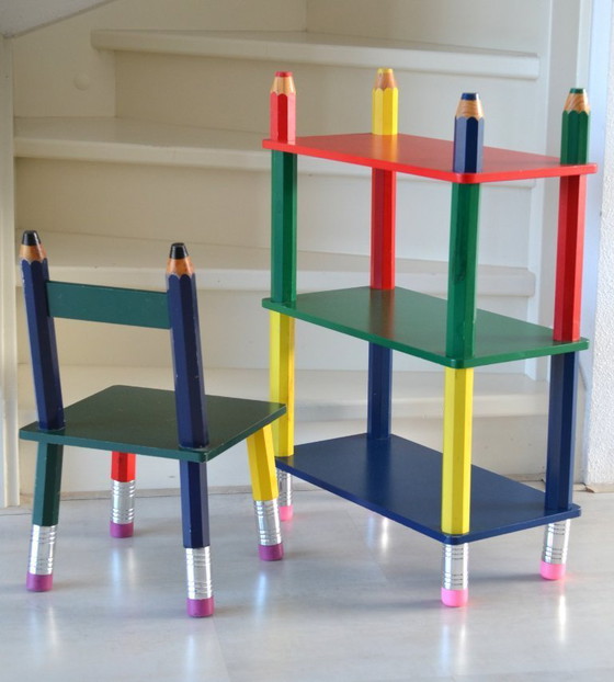 Image 1 of Pierre Sala vintage wandrek en stoel voor kind