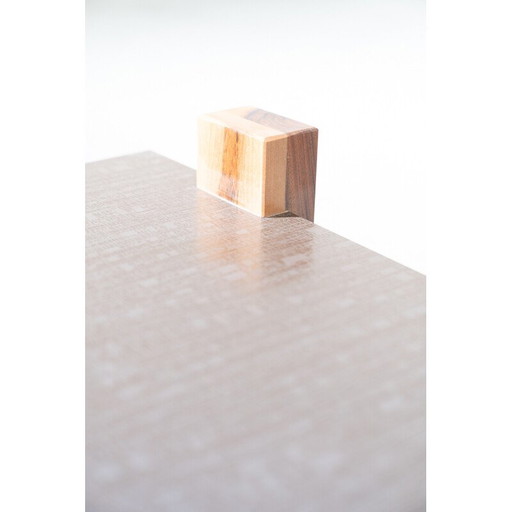 Vintage salontafel in keramisch glas en notenhout, Italië 1970