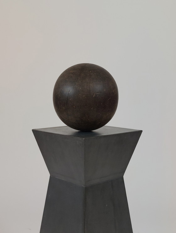 Image 1 of Antique decorative patinated hardwood ball