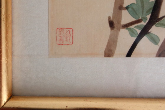 Image 1 of Set di 2 dipinti cinesi d&#39;epoca su seta