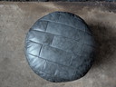 Pouf patchwork in pelle vintage