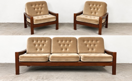 Sofa aus den 1980er Jahren – 3 5 zitsbanken, Wood