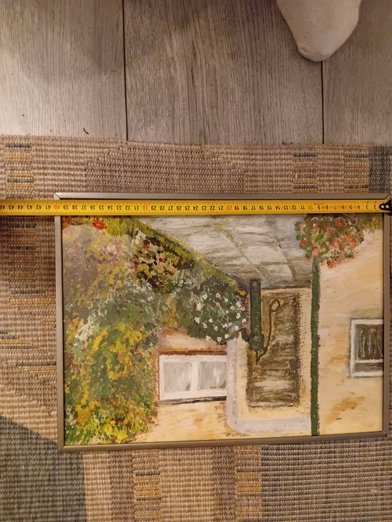 Image 1 of Beautiful frame with a print of a beautiful colorful flower garden