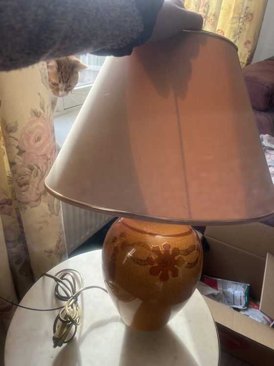 Image 1 of Vintage Le Dauphin ceramic table lamp – orange crackle – 1970s/1980s