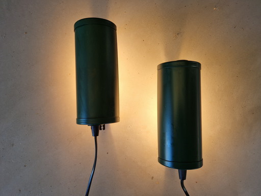 Set of Two Postmodern Green Bedside Lamps