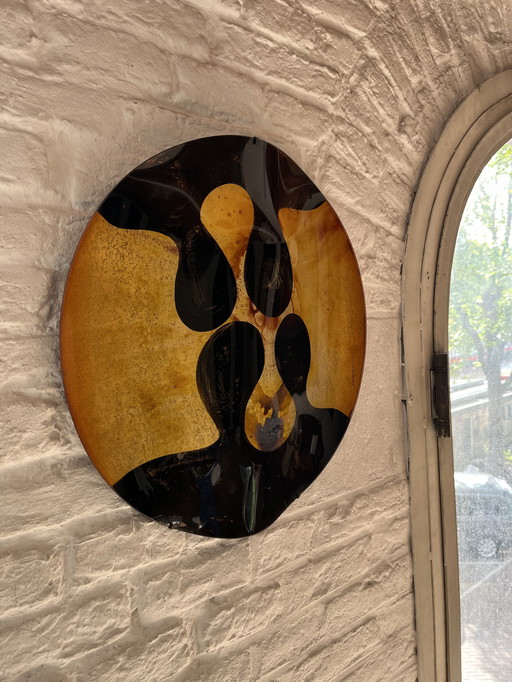 Vintage 1970s glass artwork