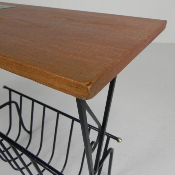 Image 1 of Tavolino vintage, portagiornali con piastrella di Hemiksem, anni '50