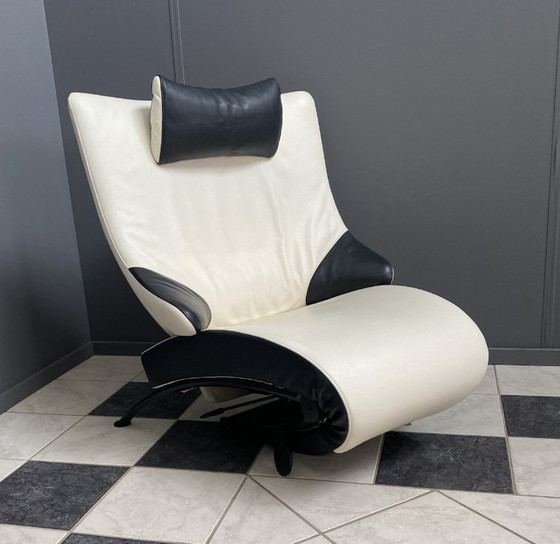 Image 1 of Sitzbank aus schwarzem und weißem Leder, Modell Solo 699, Design Stefan Heiliger, WK