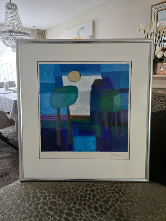 Atmospheric screen print 'Verstild landschap' (1993) – Numbered & Framed – Ton Schulten, Lithographs & prints (photo 5 of 11)