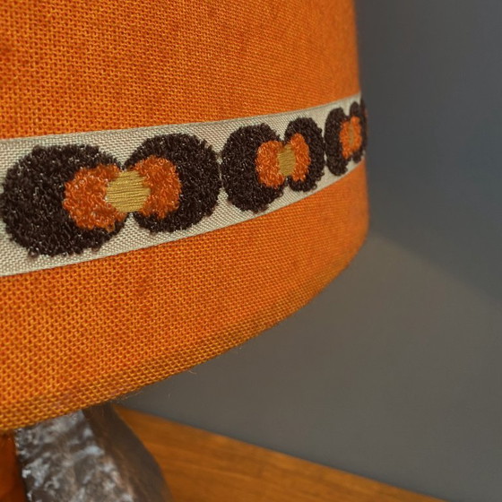 Ceramic Orange / Brown Table Lamp 1960s – Textile (photo 9 of 13)