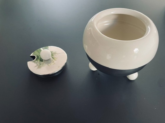 Image 1 of Servizio da tè/caffè vintage – ceramica e acciaio inossidabile – 3 pezzi