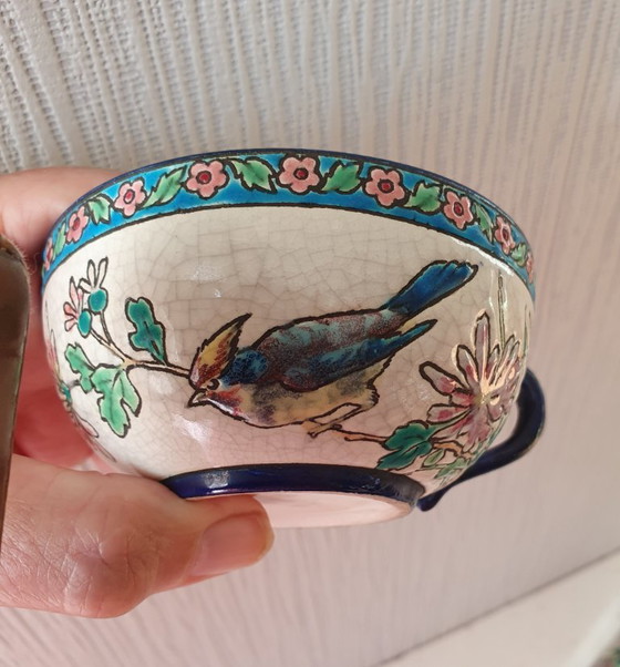 Set 5 Antieke Longwy Kop & Schotels–ca 1930–Perfecte Staat! – Decoratieve objecten, Ceramic (photo 7 of 17)