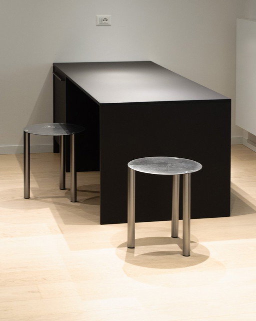 Salontafel/kruk van onbewerkt, natuurlijk staal