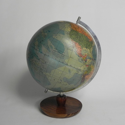 Rath Globe Made of Papier-Mache on Wooden Base, 1960s