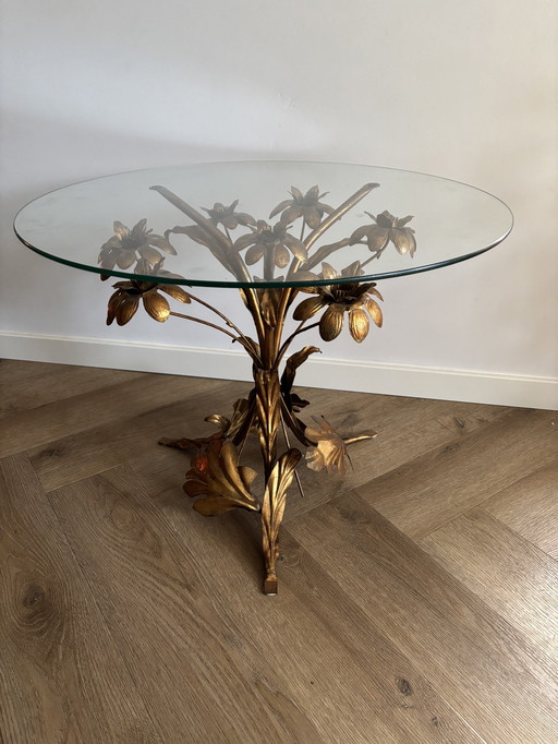 VINTAGE MESSING VERGULDE BIJZETTAFEL / SALONTAFEL HANS KÖGL