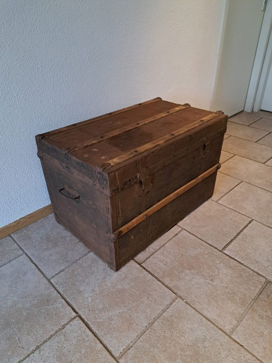 Image 1 of Vintage cabin trunk antique wooden chest