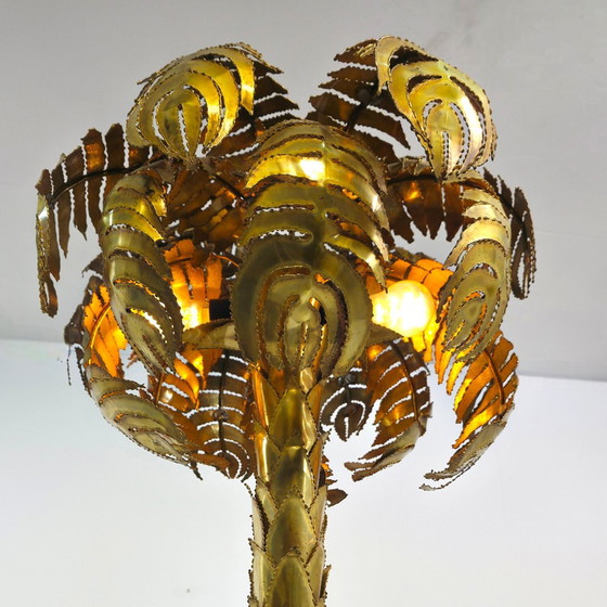 Image 1 of Maison Jansen palm tree lamp 70s mid century brass