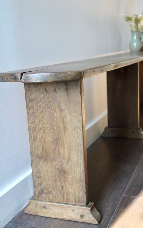 Image 1 of Banco de granja antiguo en roble macizo