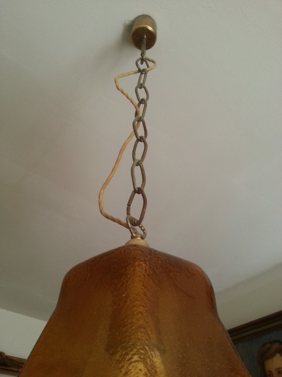 Lampadario Murano Venini Design Luciano Vistosi Mazzega – Lampade a sospensione, Glass, Brass (photo 8 of 12)