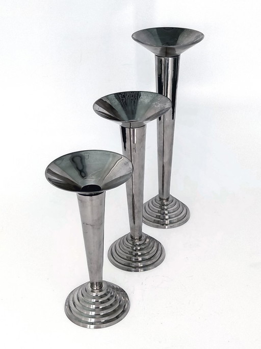 Kandelaar Set Art Deco Bauhaus Era – kandelaars en kaarsen, Metal (photo 2 of 12)