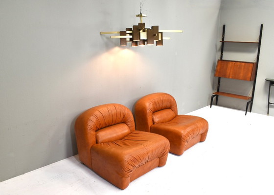 Canapé d'angle Rossi di Albizzate en cuir cognac, Italie – années 1970 – Canapés modulables, Leather, Vintage (photo 5 of 18)