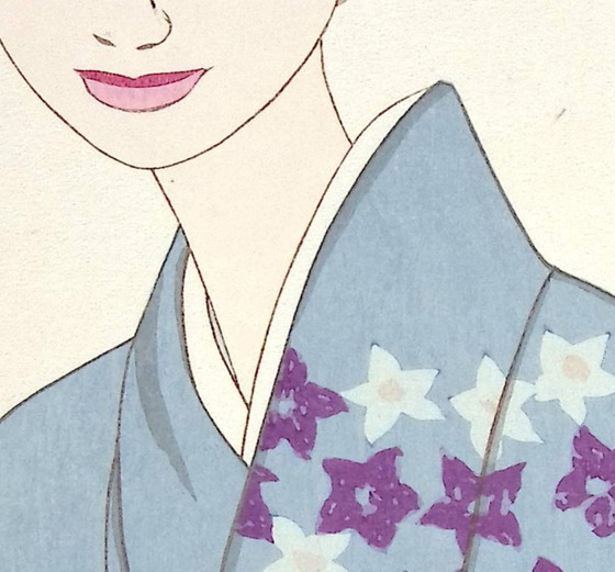 Image 1 of Keiichi Takasawa: Mujer con kimono azul