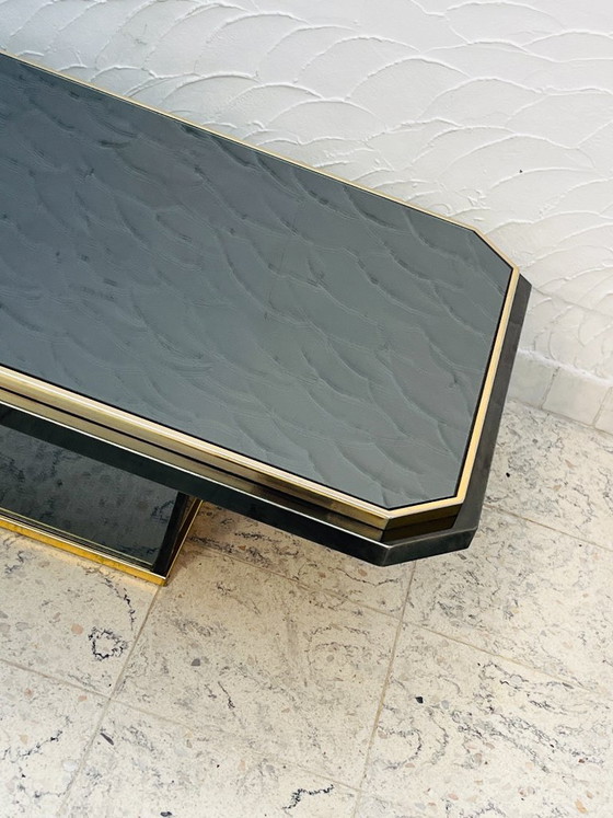 Tweekleurige salontafel van messing en zwart spiegelglas van Fedam (photo 16 of 18)