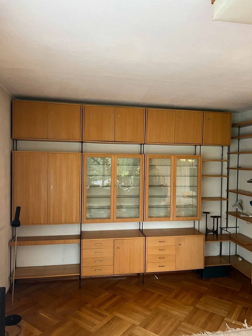 Large Ernest Hilker “OMNIA” modular wall shelf Omnia” modular wall shelf designed by Ernst Hilker, Germany, circa 1960. 