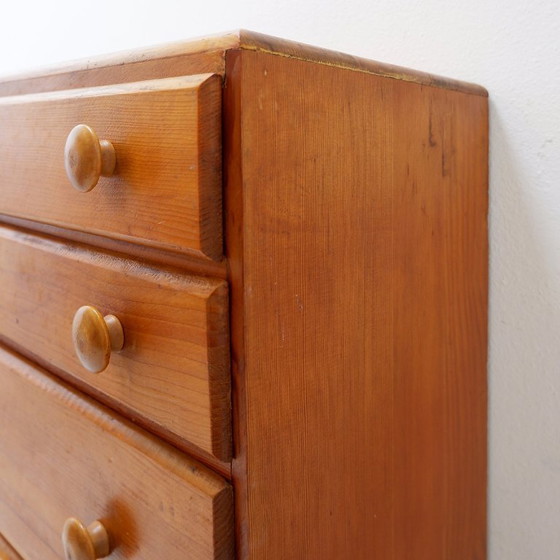 Image 1 of Vintage ladekast met 6 laden van massief grenenhout - jaren 70