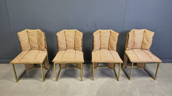 Image 1 of Romeo Rega Nr. 6 Stühle aus Messing und Korbgeflecht für Mario Sabot, 1970er Jahre – 4er-Set