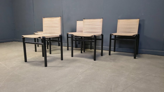 Image 1 of 6er-Set "Mastro" Esszimmerstühle von Afra & Tobia Scarpa für Molteni, Italien, 1980er Jahre