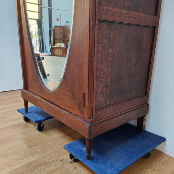 Image 1 of Antieke Vintage kledingkast garderobekast spiegelkast demontabel