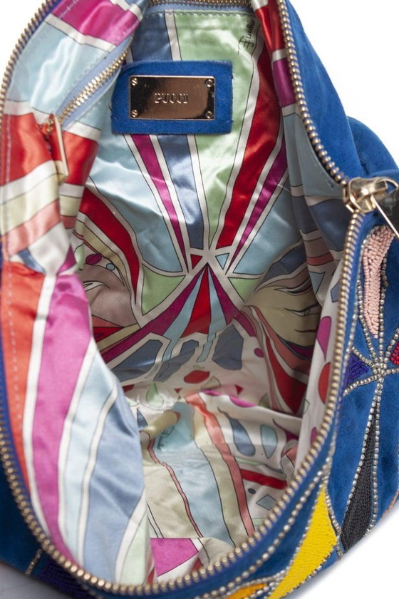 Image 1 of Borsa a tracolla Pucci in pelle scamosciata blu