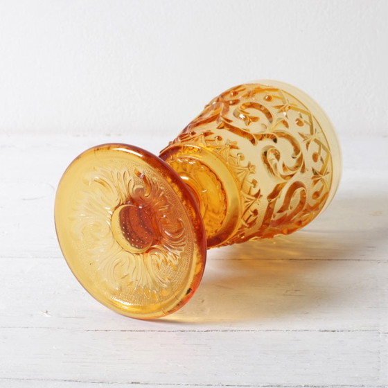 Verre à pied ambré vintage Arabesque / Gobelet à vin Baccarat / Vallerysthal & Portieux / France / Années (photo 3 sur 12)