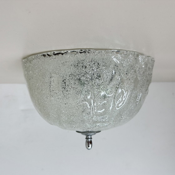 Image 1 of Vintage ijsglazen plafondlamp, 1970