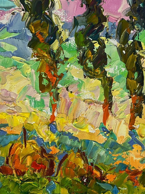 Image 1 of Original Oil Painting Nature Landscape Summer In the Sunny Meadows