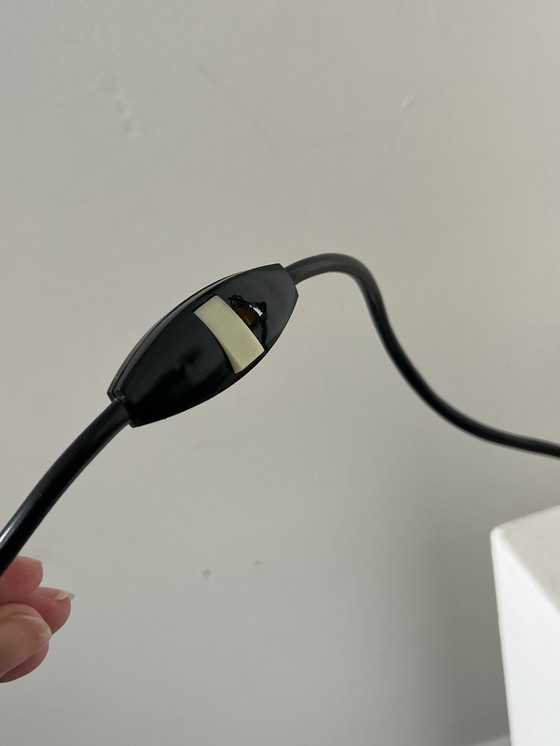 Image 1 of Geel oranje vintage tafellamp in mid-century stijl chroom