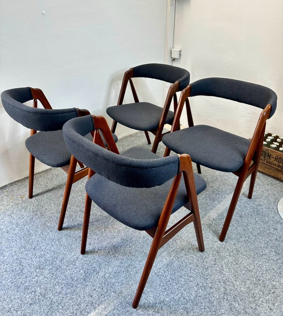4 Deense Design Teak Eetkamerstoelen 205 Thomas Harlev Farstrup, Hout, Bruin (foto 6 van 15)
