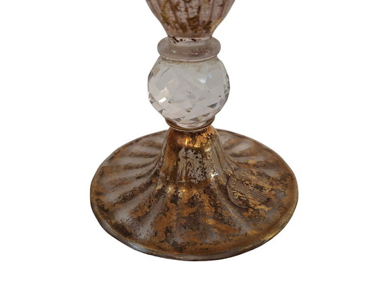 Image 1 of Elegante Ampolla in Vetro di Murano Rosa e Decori Dorati – Lavorazione Artigianale Vintage