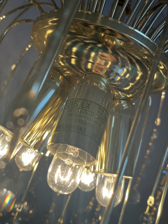 Vintage Swarovski Crystal Chandelier Pendant Lamp – Gold (photo 10 of 10)