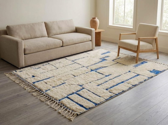 Traditional Handmade Pure Wool Rug Size 2/3, Aime Té, Rugs & carpets, Blue (photo 2 of 7)