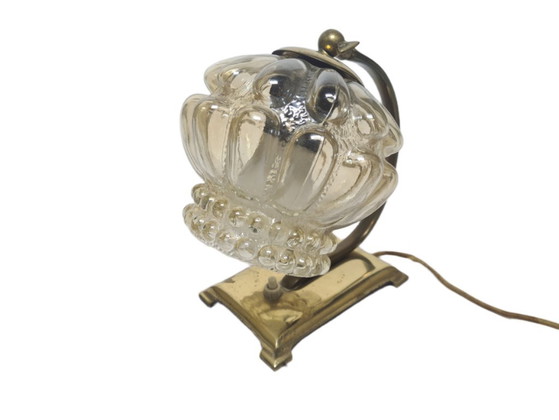 Art Deco Bedside Lamp, Belgium, 1950s – Table lamps, Glass, Brass (photo 10 of 13)
