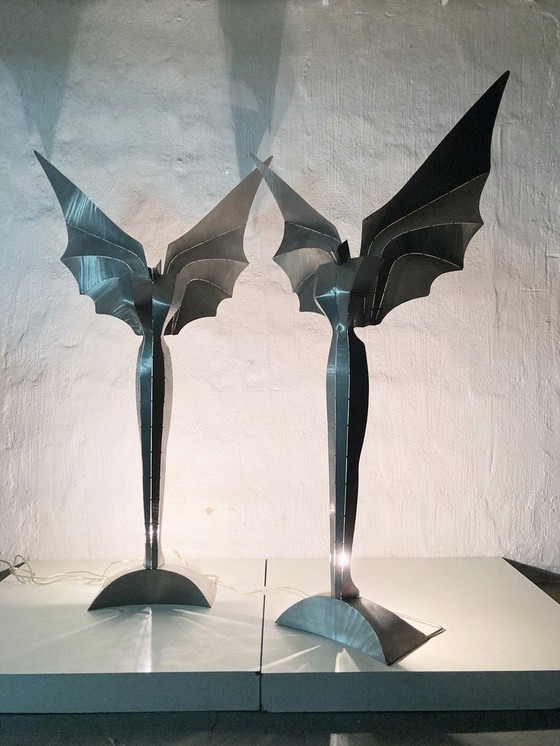 Image 1 of 2 vloerlampen 80s 90s design Reinhard Stubenrauch engel verlicht sculptuur