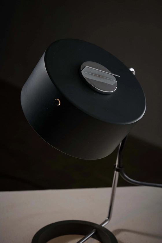 Minimalist Anthracite and Chrome Adjustable Desk Lamp with Ring Base, Table lamps, Metal, Cast Iron, White (photo 5 of 6)