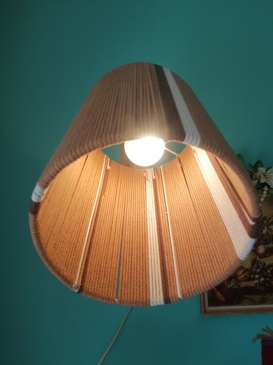 Image 1 of Unique original 70s 3-position fold-out wooden wall lamp with original lampshade
