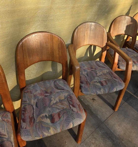 Image 1 of 6 Deense teakhouten design eetstoelen -